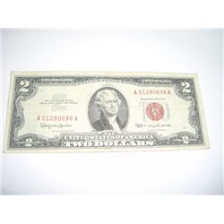 1963 SERIES $2 RED SEAL NOTE *SERIAL #A01280698A*!!