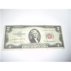 1953 SERIES A $2 RED SEAL NOTE *SERIAL # A59912123A*!!