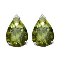 Natural 2.10 ctw Peridot Pear Earrings .925 Sterling