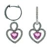 Image 1 : Genuine 14k 102 Single Diamonds 2 Pink Sapphire Earring
