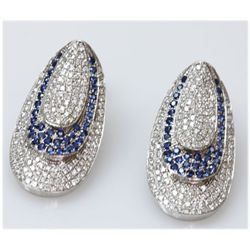 14K WHITE GOLD OVAL EARRING WITH DIAMONDS