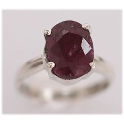 NATURAL 19.15 CTW RUBY OVAL RING .925 STERLING SILVER