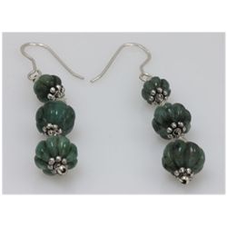 NATURAL 31.00 CTW EMERALD EARRINGS .925 STERLING SILVER