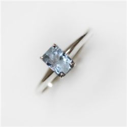 Natural 1.75 ctw Aquamarine Emerald .925 Sterling Ring