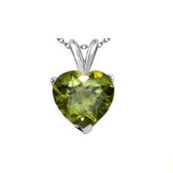 Natural 1.75 ctw Peridot Heart Pendant .925 Sterling