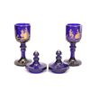 Image 2 : Pair 19th c. cobalt glass covered urns