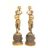 Image 1 : Pair 19th c. dore bronze on marble candlesticks