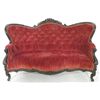 Image 1 : Victorian walnut red upholstered loveseat
