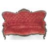 Image 2 : Victorian walnut red upholstered loveseat
