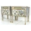 Image 2 : Pair decorated mirrored 2 door side tables
