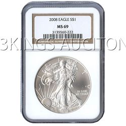 Certified Uncirculated Silver Eagle 2008 MS69