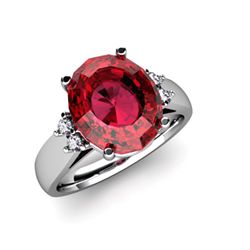 Garnet 5.00 ctw & Diamond Ring 14kt White Gold