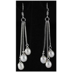 Natural 4.70g Freshwater Dangling Silver Earring