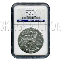 Certified Uncirculated Silver Eagle 2009 MS70 NGC Early