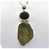 Image 1 : Natural Uncut Prehnite Gemstone Sterling Silver Pendant