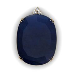 Sapphire Oval 87.51ctw Diamond Pendant 14k W/Y Gold