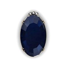 Sapphire Oval 76.12ctw Diamond Pendant 14k W/Y Gold