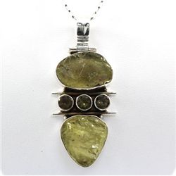 112.5ctw Moldavite Gemstone Silver Pendant