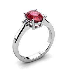 Garnet 1.40 ctw Diamond Ring 14kt White Gold