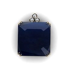 Sapphire Radiant Opaque71.91ctw Diamond Pendant 14k