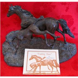 Franklin Mint “Foaling Time” Bronze Sculpture