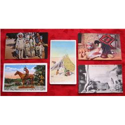 Lot of 5 Vintage Native American Indian Postcards