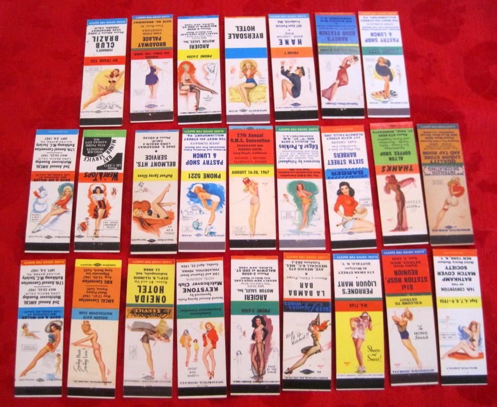 25 - Vintage Risque Pin-up Girl Matchbook Covers