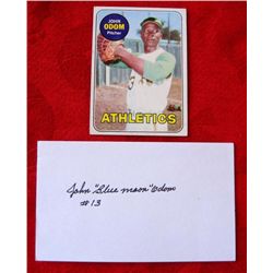 1969 Topps #195 John Odom BB Card + Autograph