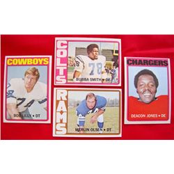 Lot of 4 - 1972 Topps Defensive End Football Cards