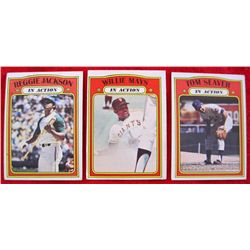 Lot of 3 - 1972 Topps In Action Baseball Cards