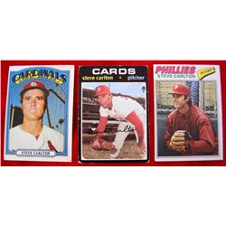 Lot of 3 - 1970's Topps Steve Carlton BB Cards