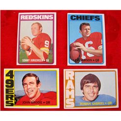 Lot of 4 - 1972 Topps Quarterback Football Cards