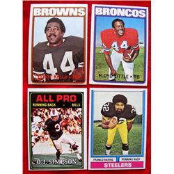 Lot of 4 - 1970s Topps Running Back Football Cards