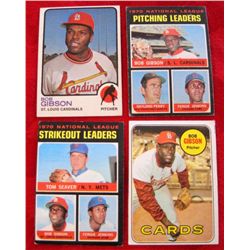 Lot of 4 - 1969/1970's Topps Bob Gibson BB Cards