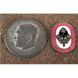 ORIGINAL HITLER 1933 CAMPAIGN PIN AND RAD MEMBERS BADGE