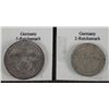 Image 1 : 2 NAZI SILVER COINS-2 & 5 REICHSMARKS-1936 & 38 NICE