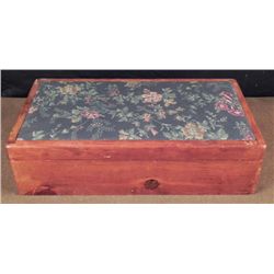 ANTIQUE GERMAN CABINET/CHEST WOOD EMBROIDERED TOP