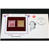 Image 1 : 22K Gold Replica Stamp W/Postal Stamp Issued 1958; Noah Webster-Great Americans