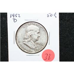 1952-D Ben Franklin Half Dollar