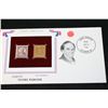 Image 1 : 22K Gold Replica Stamp W/Postal Stamp Issued 1932; Daniel Webster-Great Americans