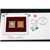 Image 1 : 22K Gold Replica Stamp W/Postal Stamp Issued 1967; George C Marshall-Great Americans