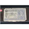 Image 1 : 1917 German 5 Funf Mark Foreign Bank Note