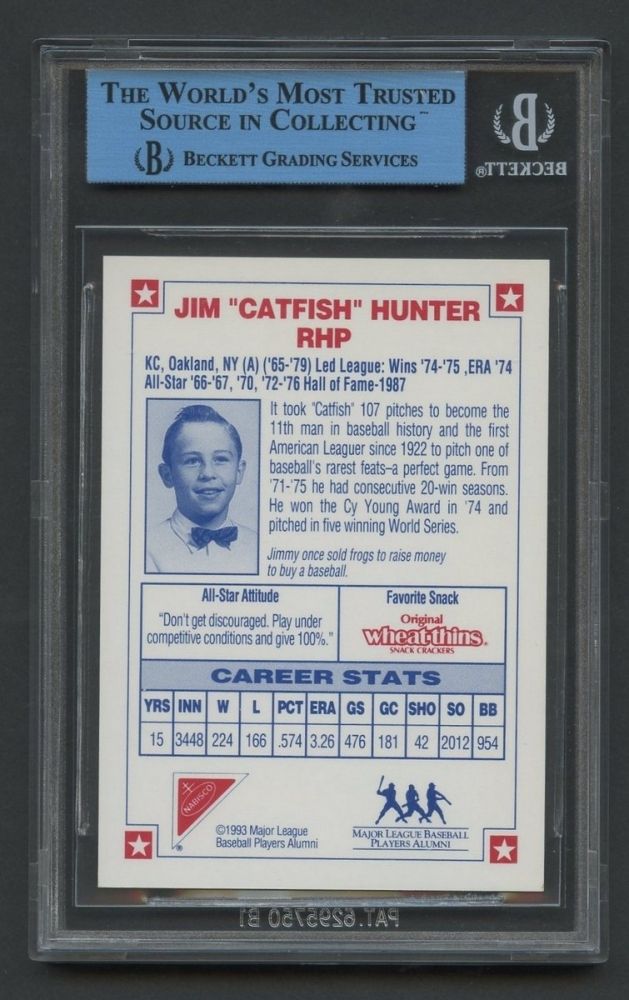 Jim Catfish Hunter Signed 1993 Nabisco AllStar Baseball Card (JSA