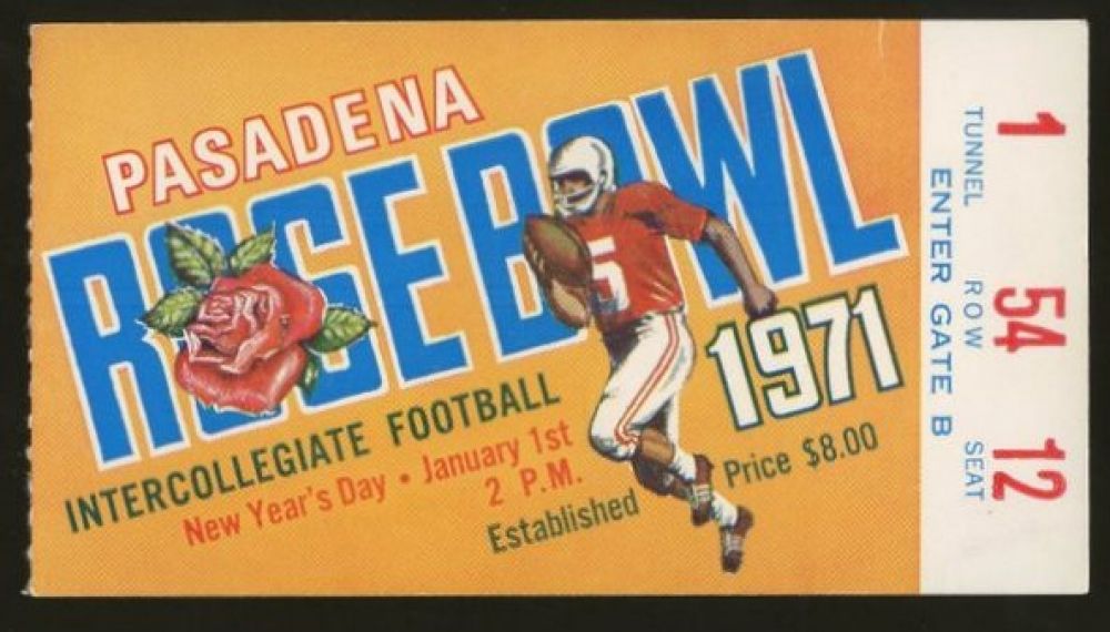 Vintage 1971 Rose Bowl Football Ticket Stub