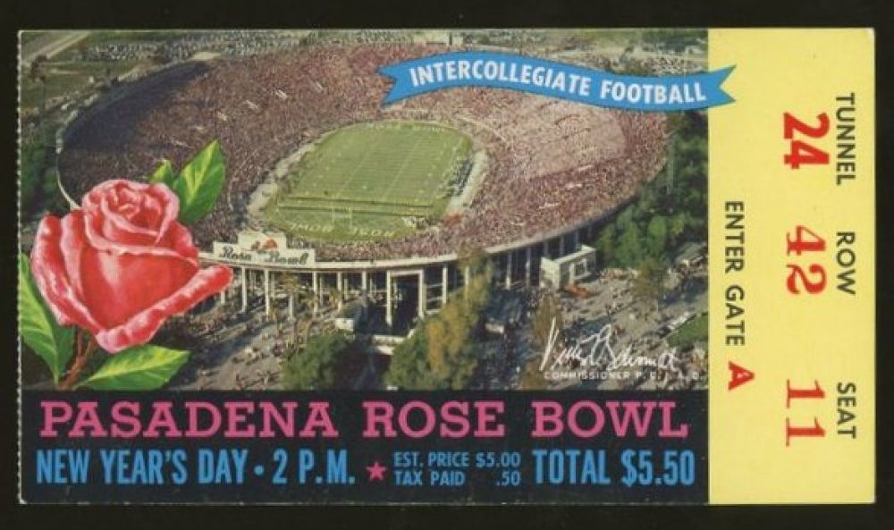 Vintage 1958 Rose Bowl Football Ticket Stub
