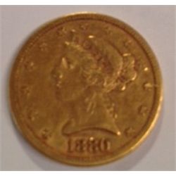 1880 $5 GOLD LIBERTY