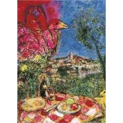 Marc Chagall Lithograph  Lovers Over The City  Ltd Edition. Plate signed and numbered, offset lithog