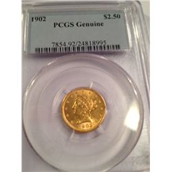 1902 $2.5 GOLD LIBERTY, BU