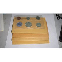 4 ORIGINAL MINT 90% SILVER SETS, 1961 TO 1964