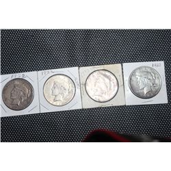 4 PEACE DOLLARS - (3) 1922 - (1) 1923